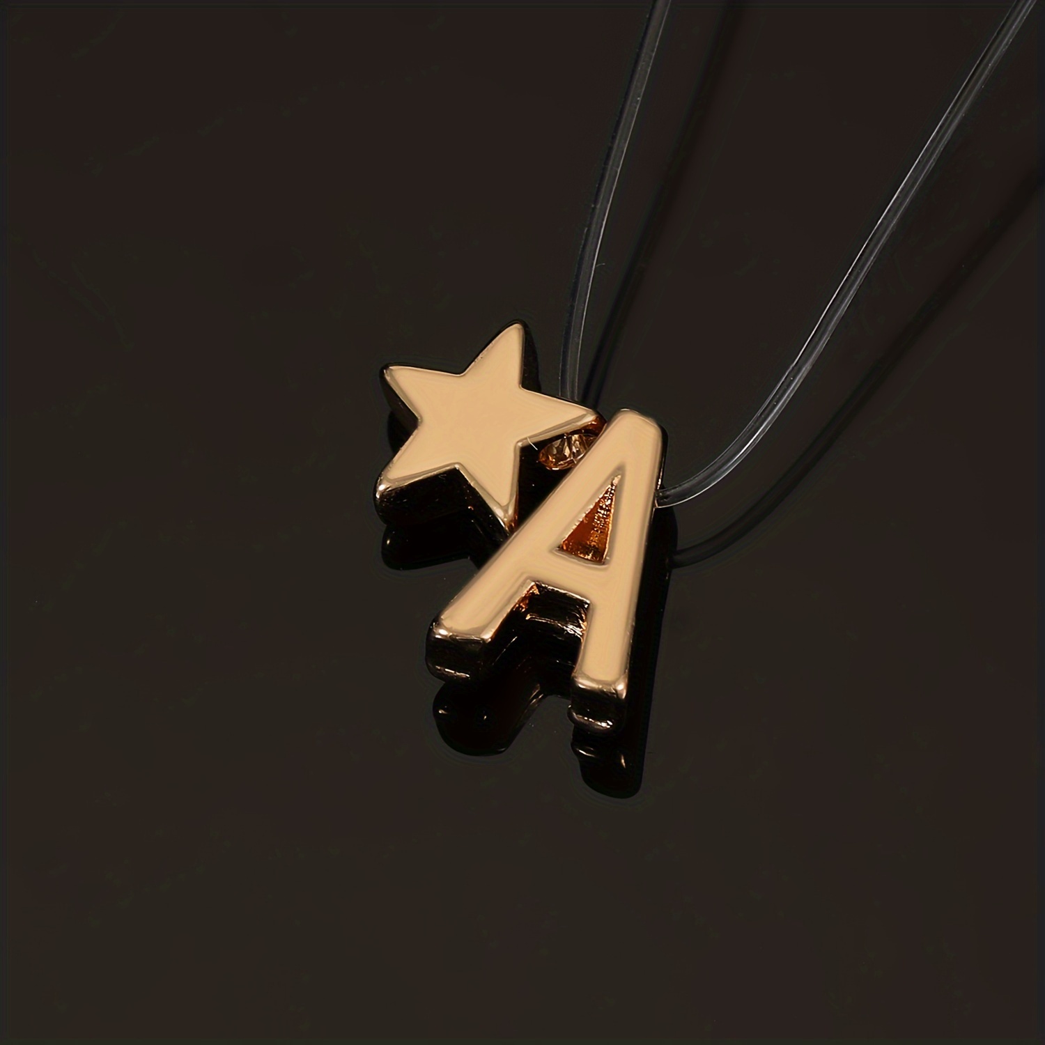 A/H/T & Star Pendant Necklace Adjustable Invisible Fishing Line Neck Jewelry,Temu