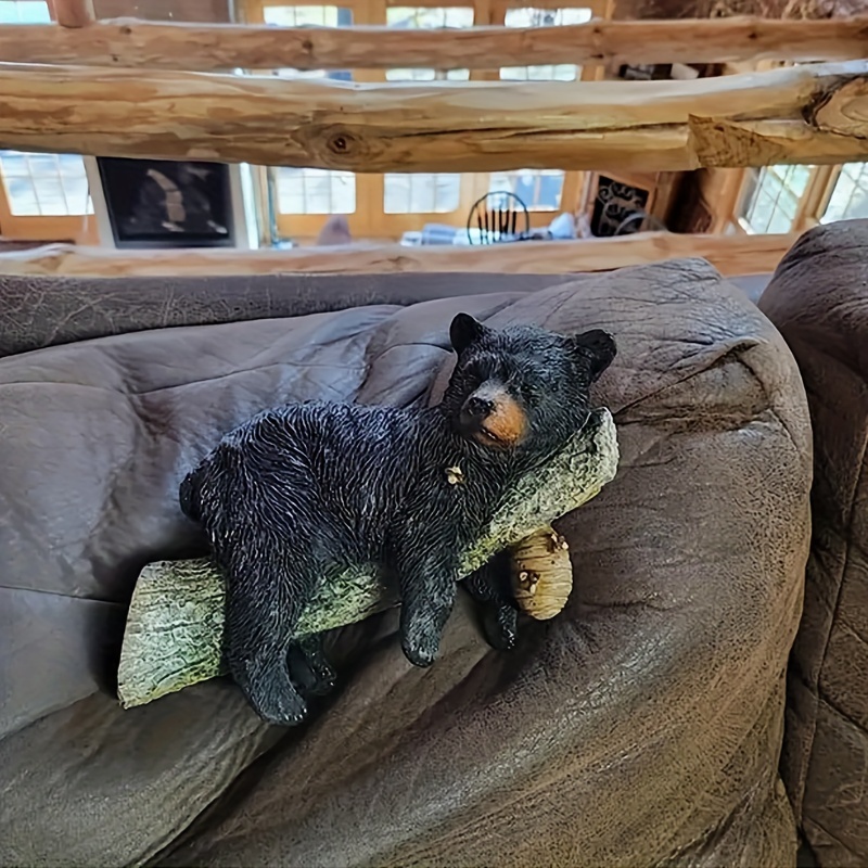 Black Bear Cub Napping Hanging Out In A Tree Figurine - Temu