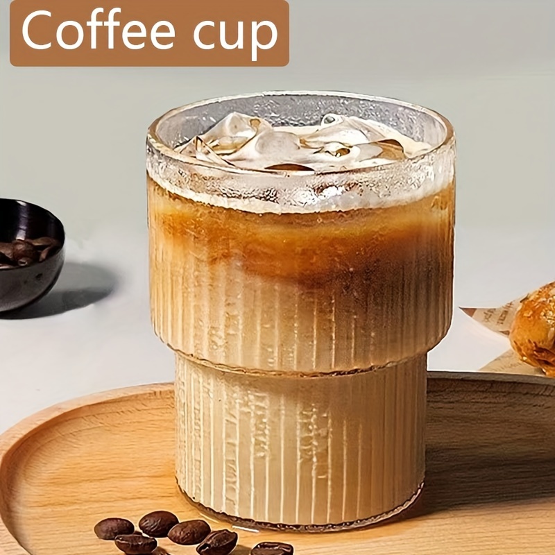 Striped Glass Iced Coffee Cup To Go Cup With Lid And Striped Straw For Cold  Latte, Summer