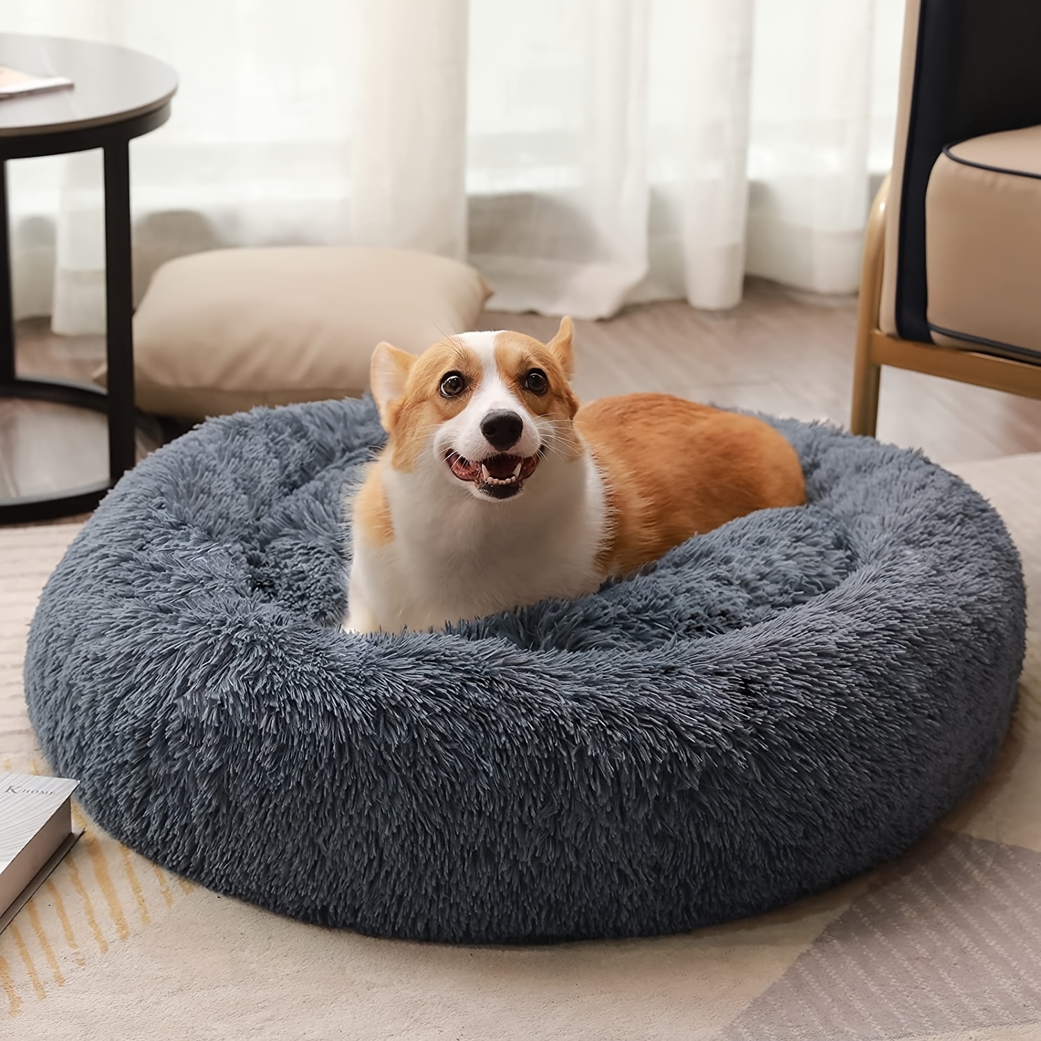 plush round pet bed