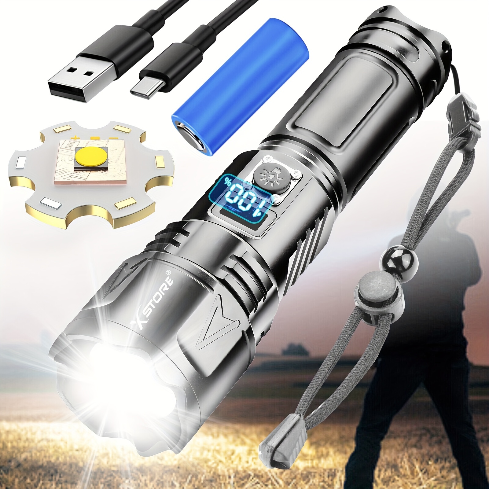 WUBEN L50 Lampe Torche LED de Poche Ultra Puissante et Rechargeable 1200  Lumens