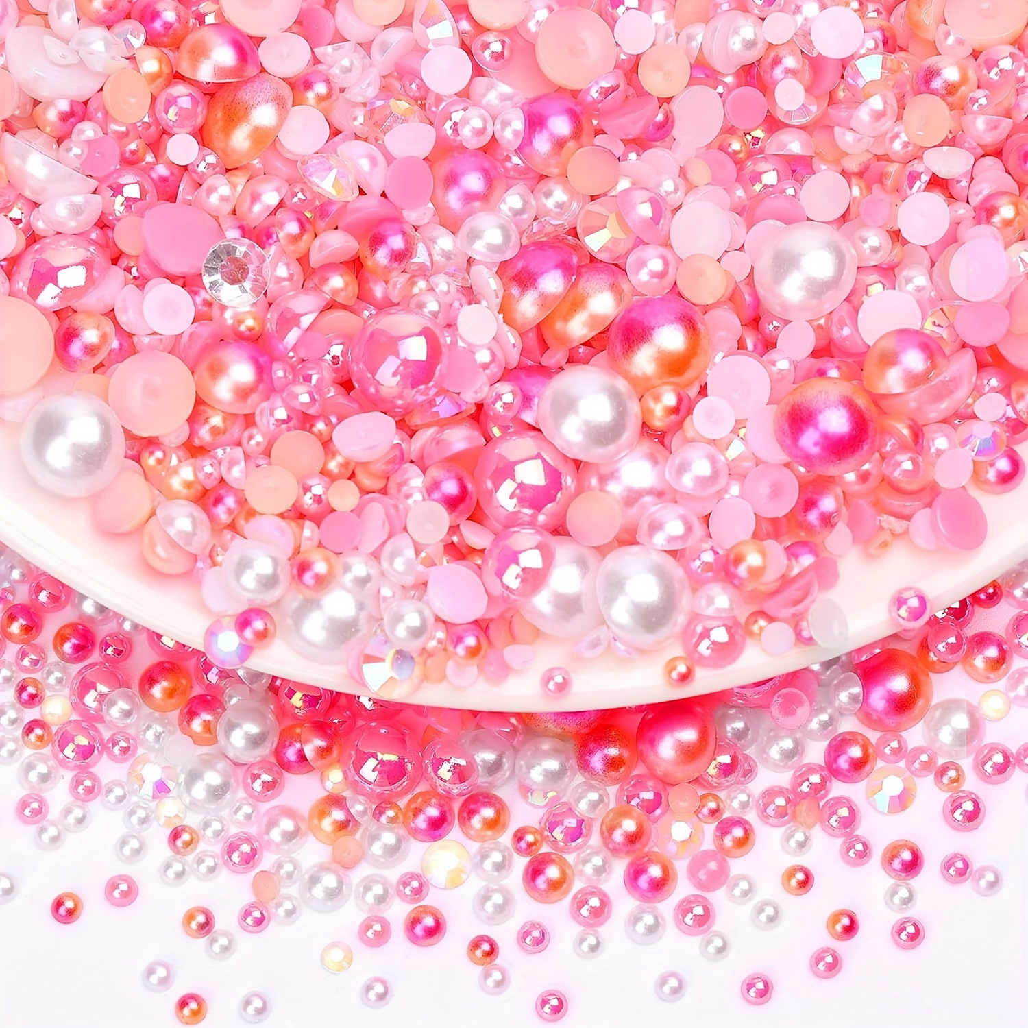 2.12oz Mixed Pink Series Half Pearl And Rhinestones, 3-10mm FlatBack  Rhinestones For Crafting DIY Nail Art Shoes Clothes Tumblers Scrapbooking