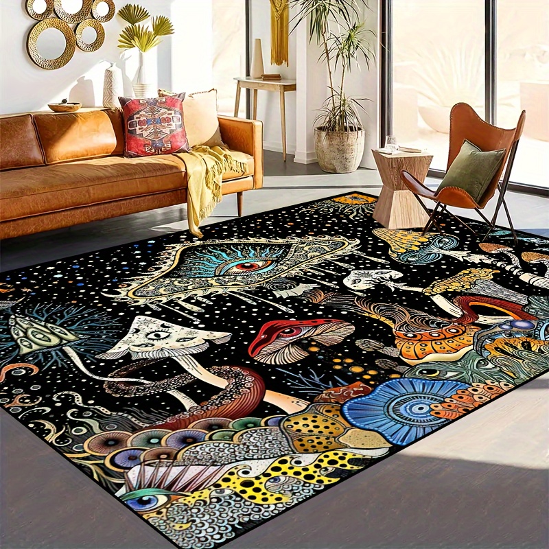 1pc whimsical octopus mushroom eyes area mat non slip waterproof machine washable polyester mat   living room bedroom nursery and outdoor spaces details 2