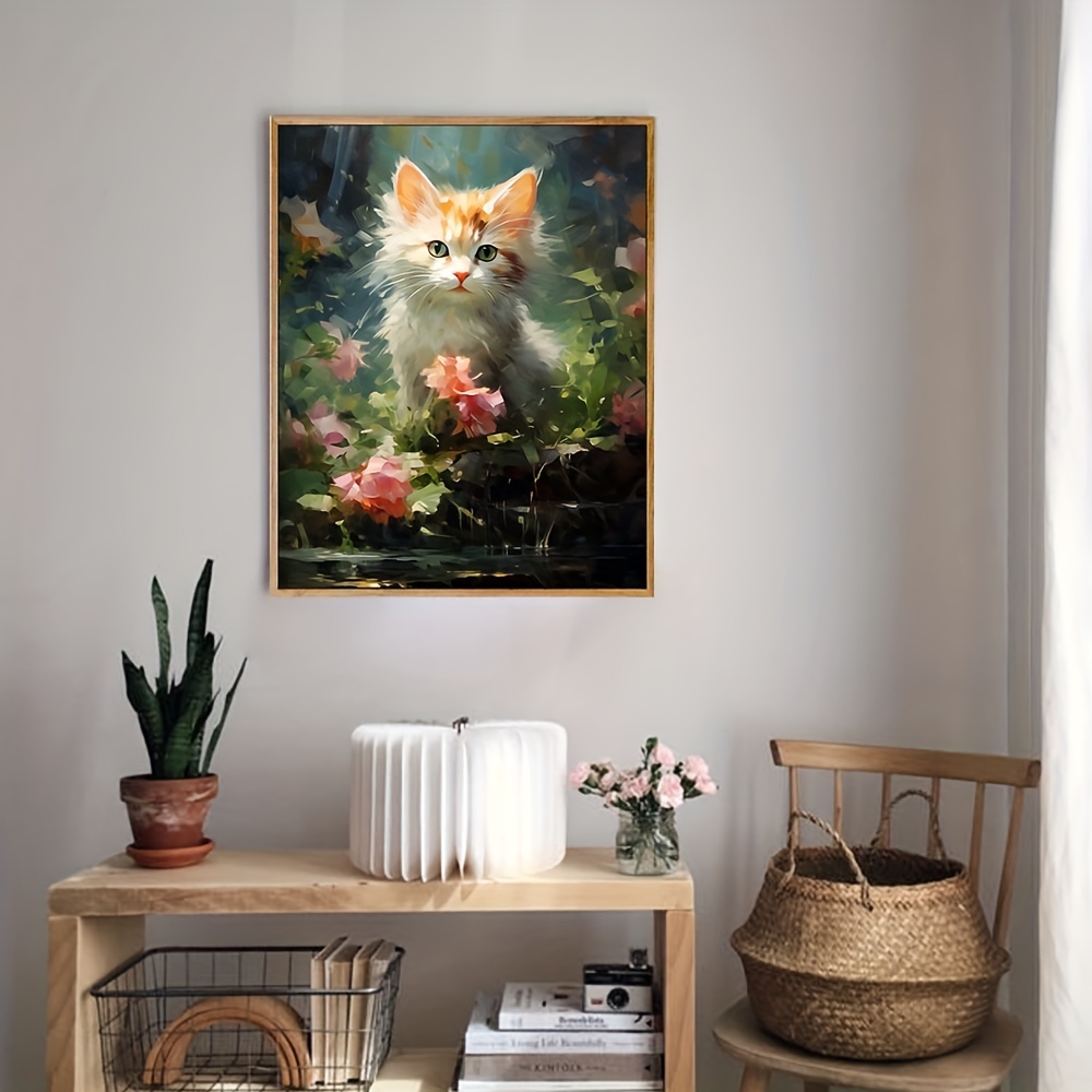 Cute Cat Artificial Diamond Painting Diy Adult - Temu