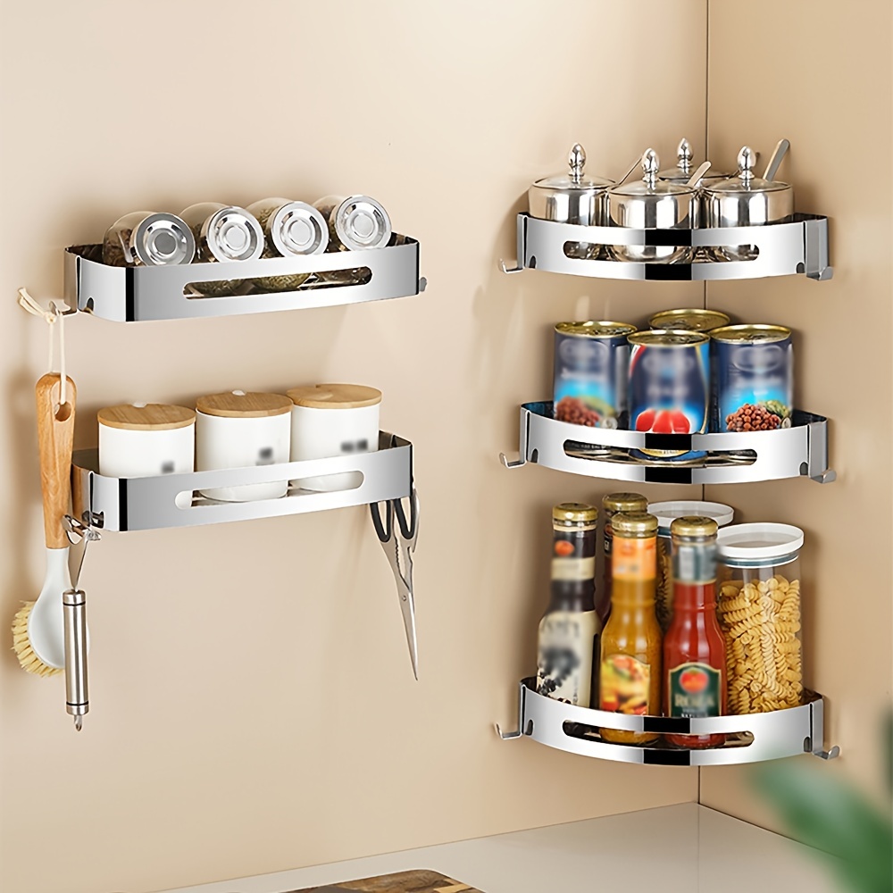1pc Bathroom Storage Rack, Utilize This Drill-free Corner Shower Caddy And  Adhesive Hooks For Maximizing Bathroom Storage Space