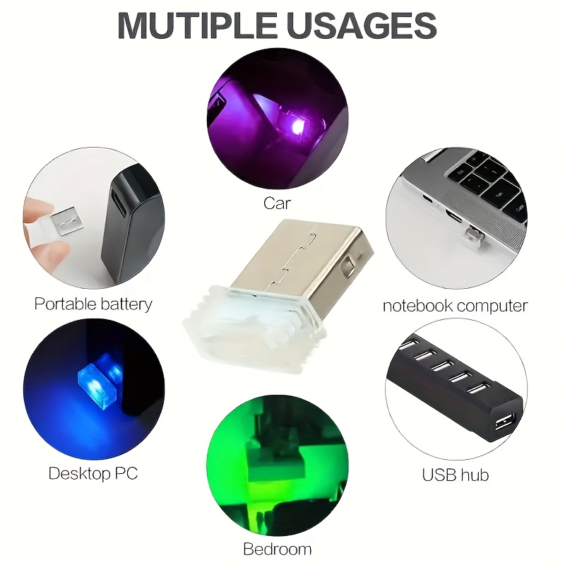 Mini USB LED Car Light Ambient Night Light Decorative Neon Lamp Auto  Interior Atmosphere Light 1pcs