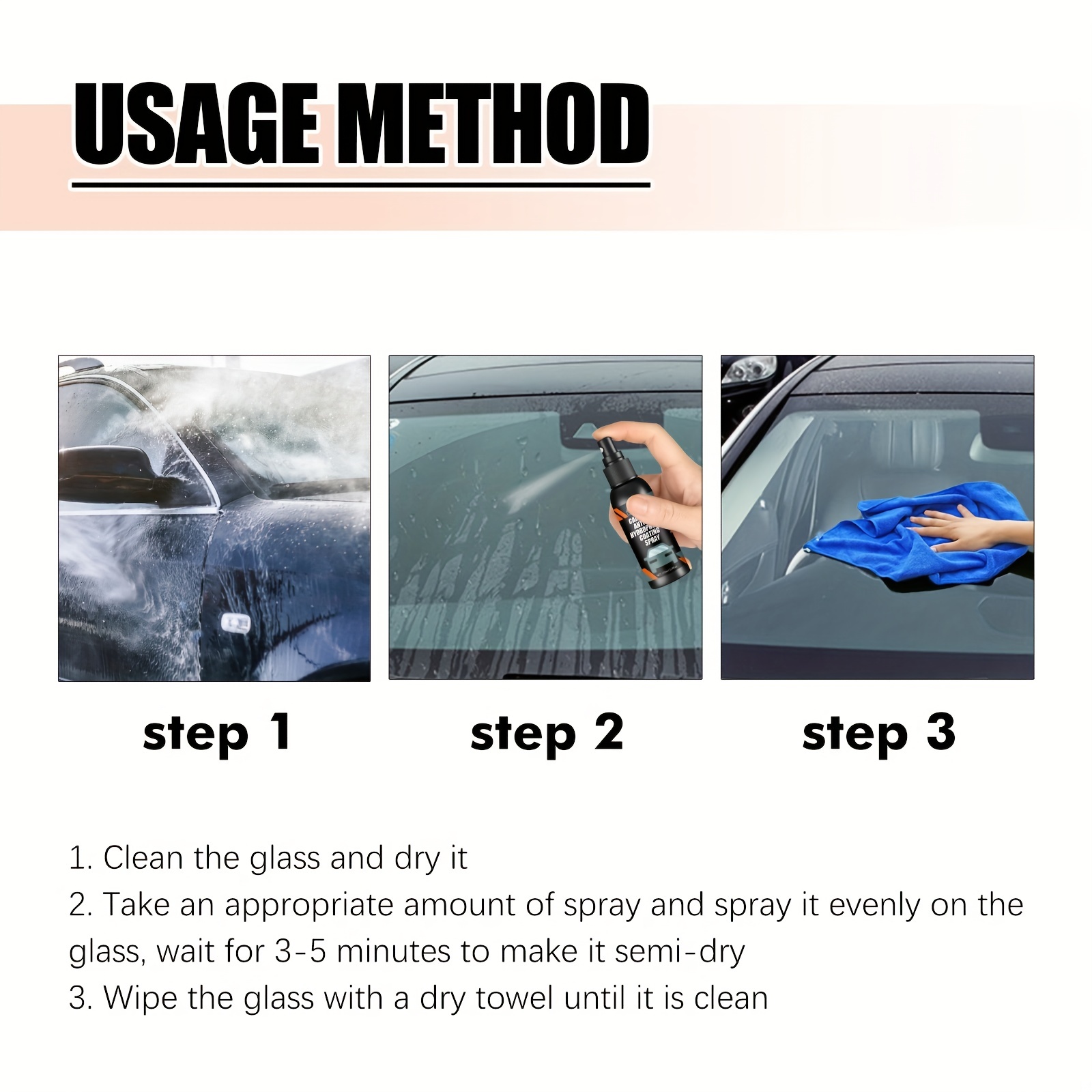 Spray hydrofuge pour pare-brise de voiture, anti-pluie, produit de  nettoyage hydrophobe pour vitres, miroir de vue arrière, anti-pluie,  60/30ML - AliExpress