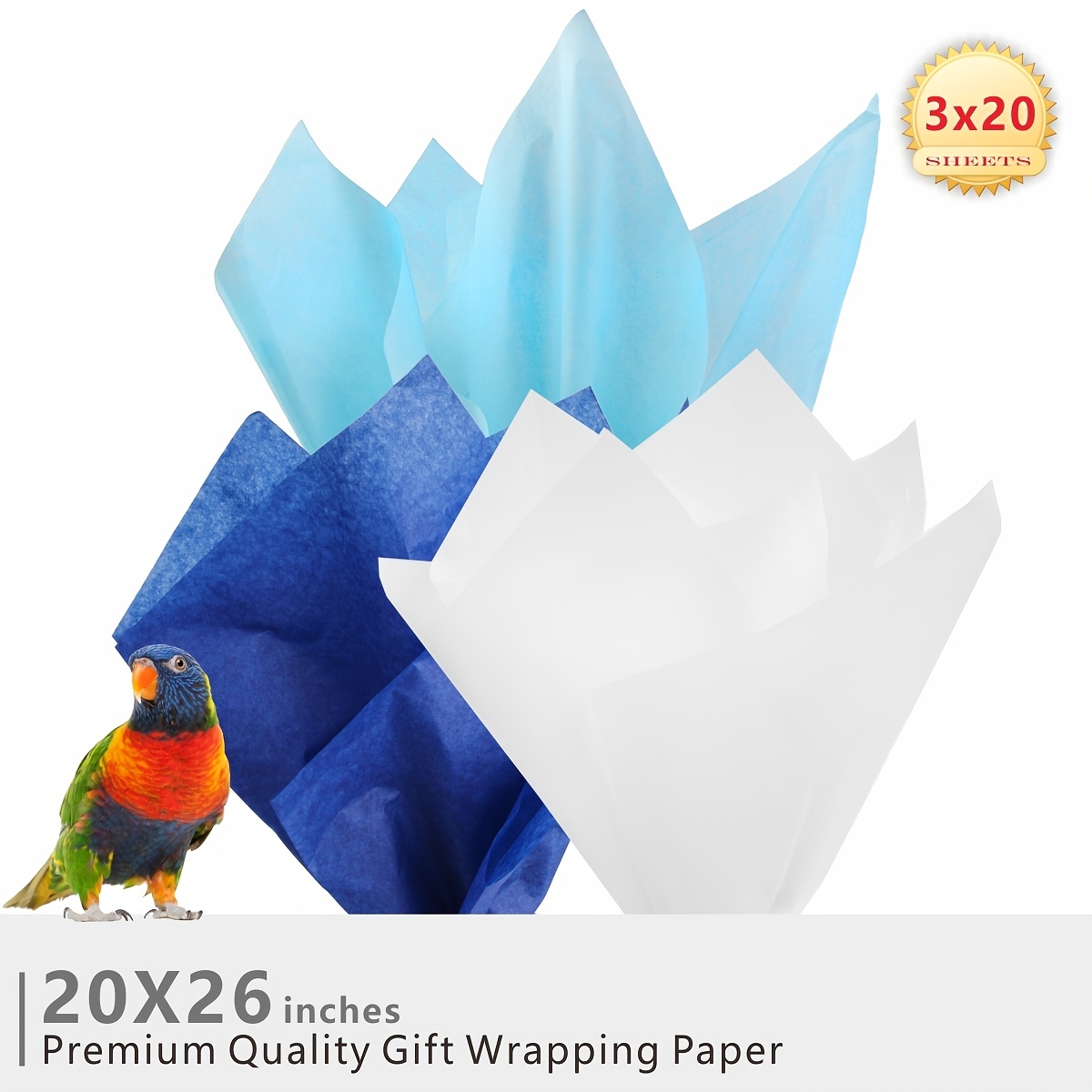  PMLAND Gift Wrapping Tissue Paper - Blue Color - 20 Inches x 26  Inches 60 Sheets : Health & Household