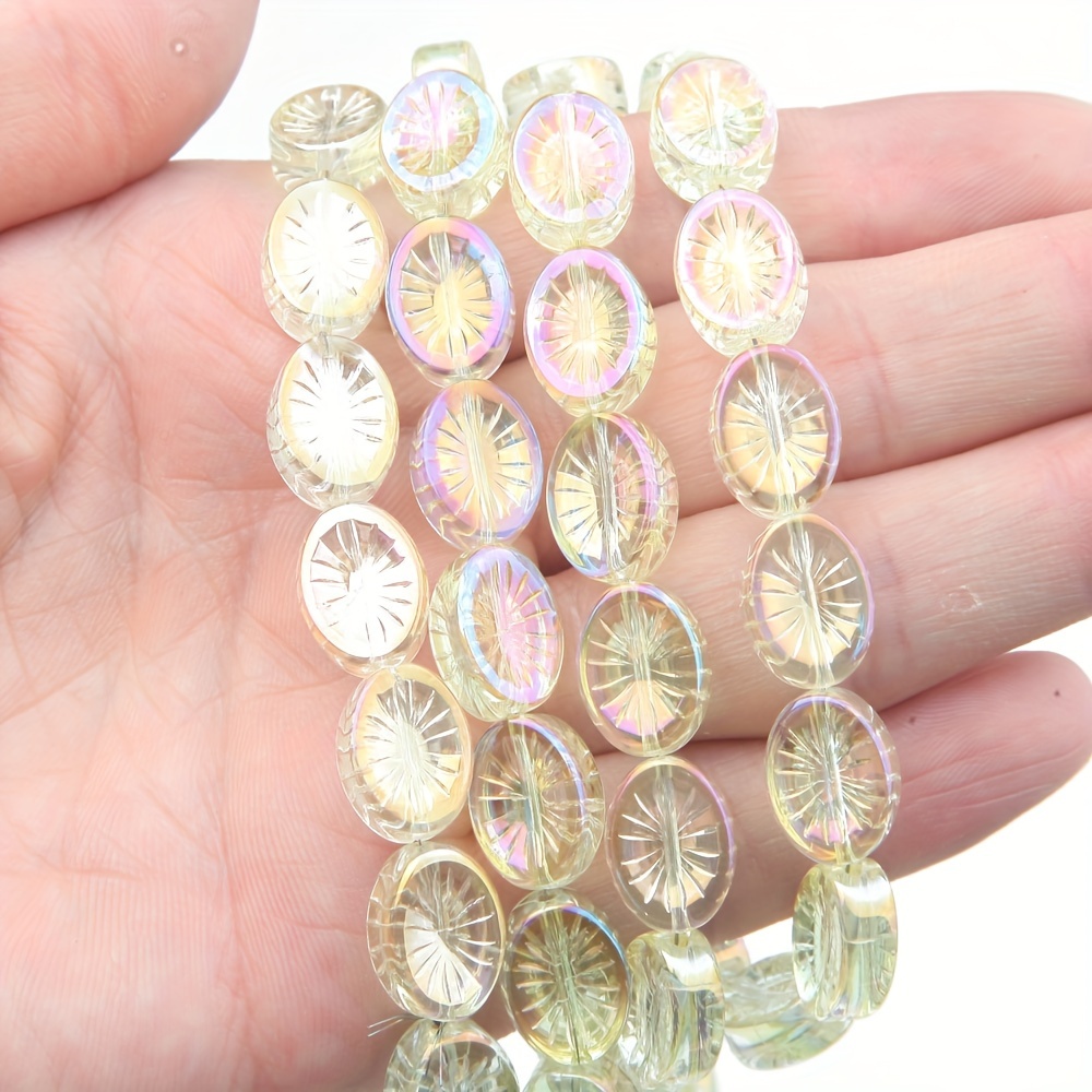 Oval Sun Shaped Engraving Beads For Jewelry Making Diy - Temu