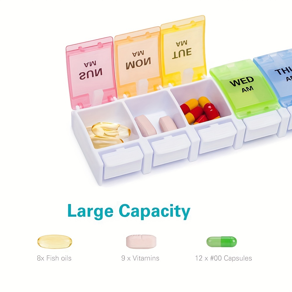 Extra Large Weekly Pill Organizer Weekly Pill Box 7 Day Pill Case Vitamin  Tablet