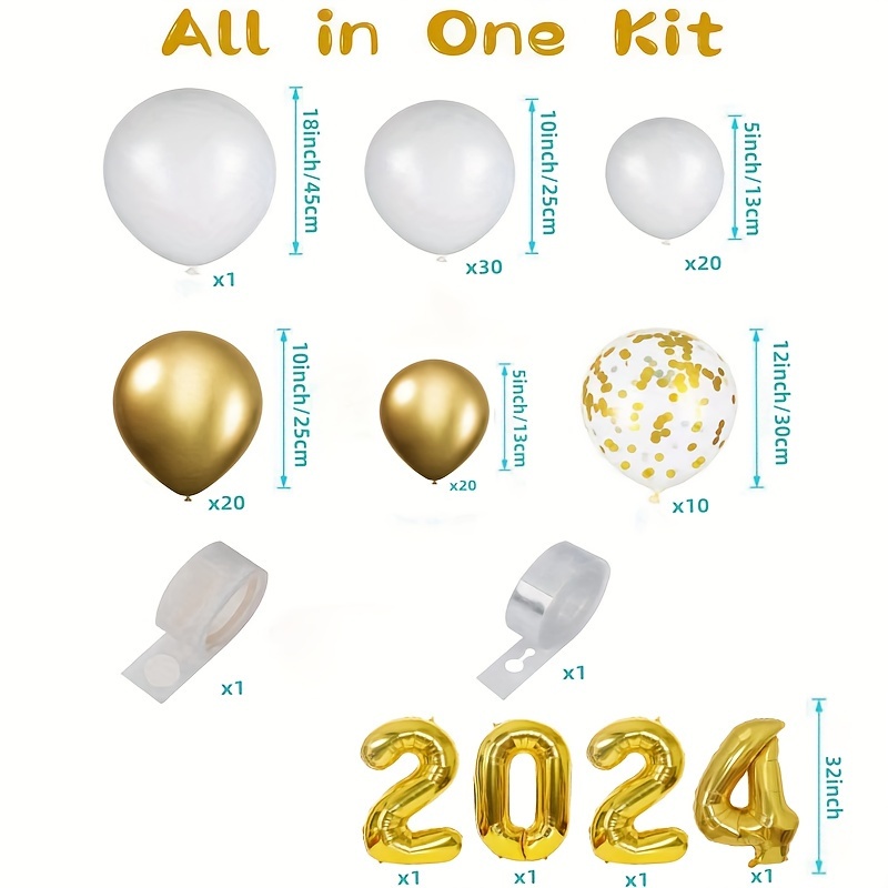 Arche Ballon Nouvel an 2024, Articles de Fête du Nouvel An 2024 Bannière de  Bonne Année Ballons pour la Fête du Nouvel An Kit de Décorations le Thème  des Ballons du Nouvel 
