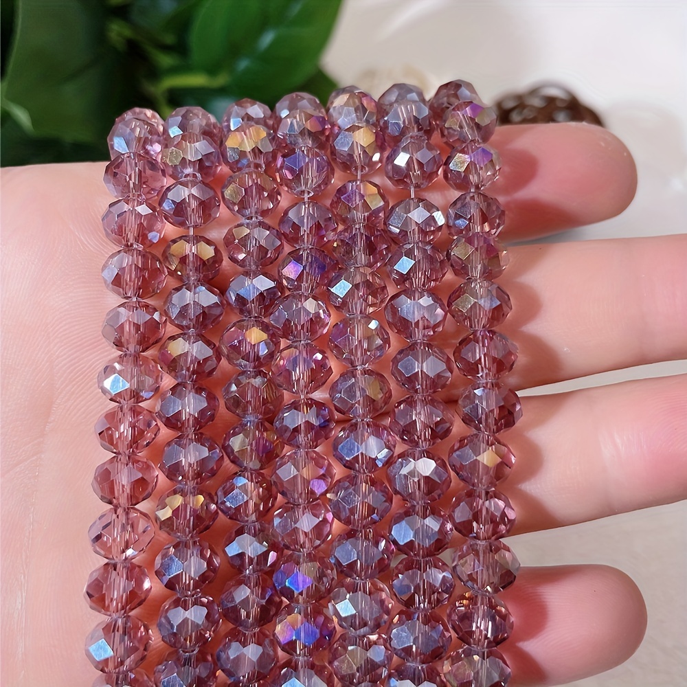 65pcs/pack 8mm Purple AB Colored Crystal Glass Flat Beads DIY Beads For  Handmade Bracelet Jewelry Production, Semifinished Jewelry Accessories  Materia