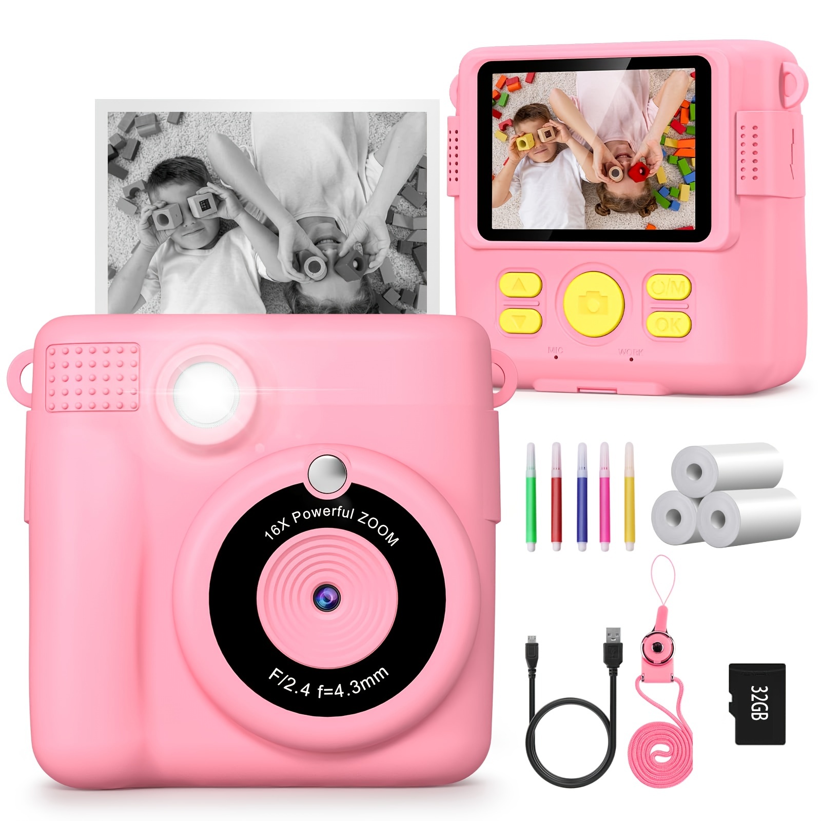 Cámara infantil 1080P, mini videocámara portátil X2 para niños, pantalla  IPS a color de 2.0 pulgadas, digital para niñas, cumpleaños, Navidad, Año