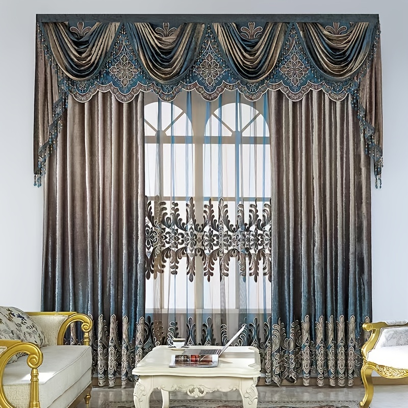 Black Velvet Cloth Curtain Window Treatment For Living Room - Temu
