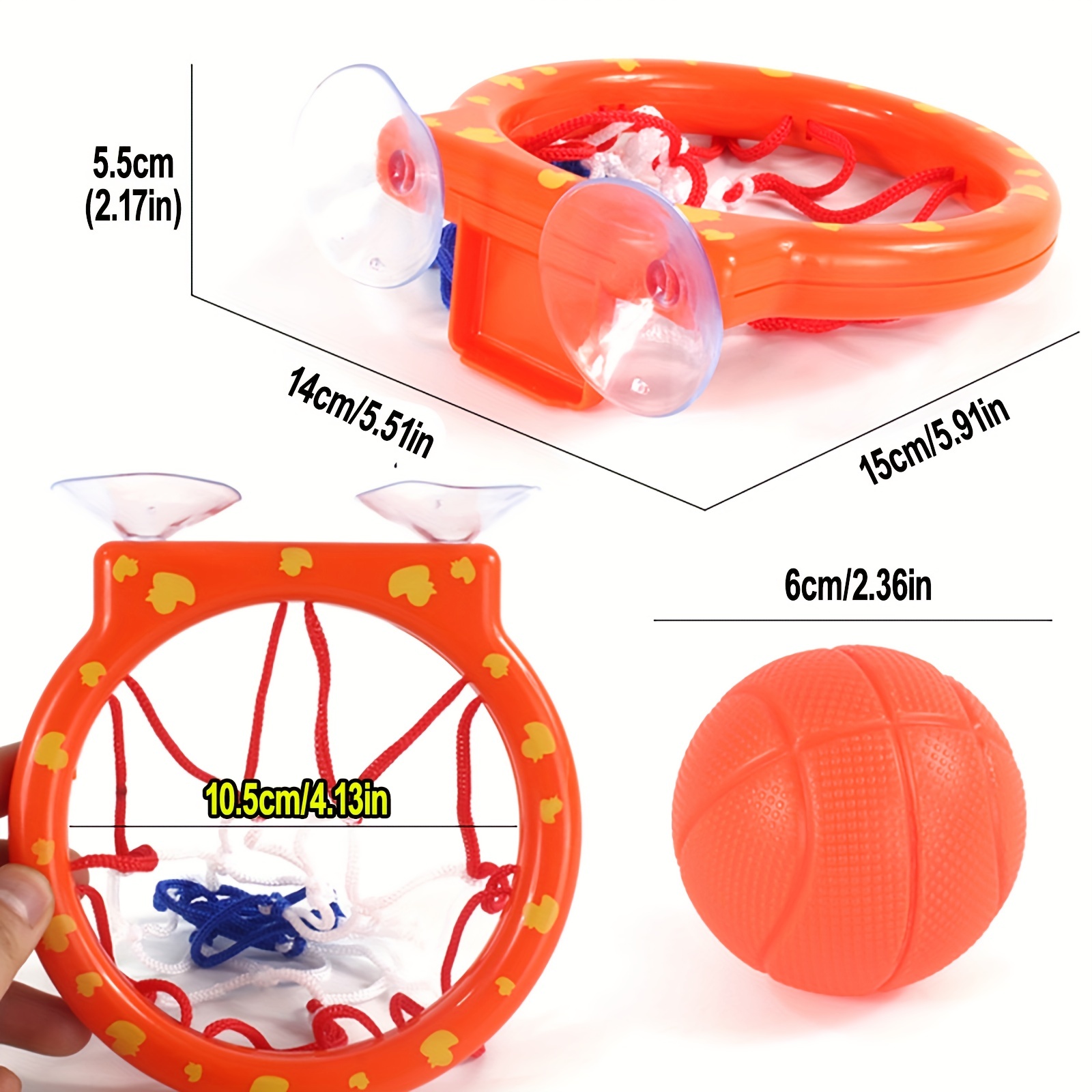 Sixwipe 2 Pack Bath Basketball Hoop for Kids, Bathtub Basketball Hoop for Toddlers, Fun Bath Toys Shower Toys for Kids Ages 4-8, Suction Cup