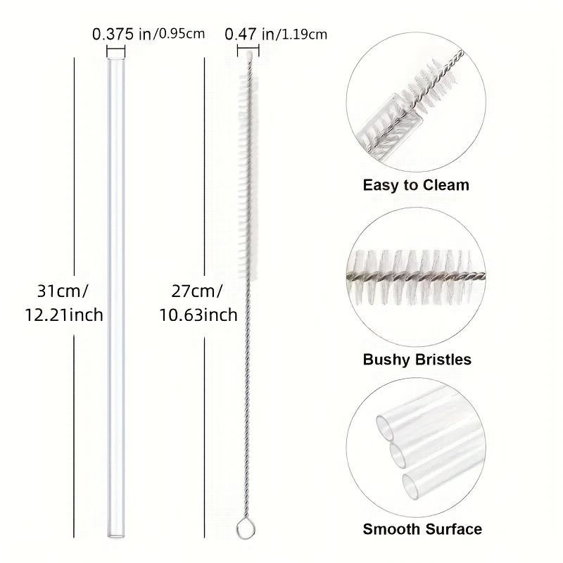 Reusable Straws With Cleaning Brush For Travel Tumbler, Tumbler Replacement  Straw Compatible With Stanley Cup, Silicone Clear Straw, Water Bottle  Accessories - Temu