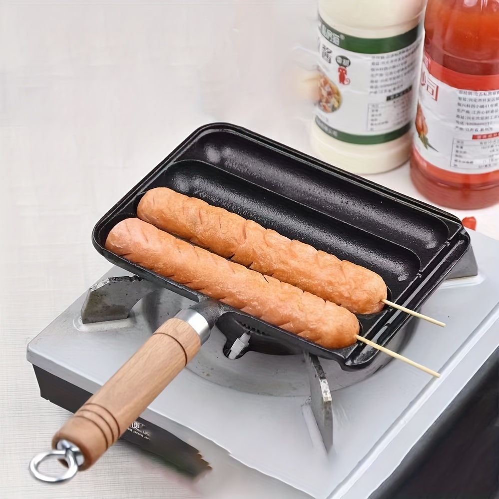 Cast Iron Sausage Pan, Pot for Grilled Sausage Cooking, Home Pre Seasoned  Grilled Sausage Pot,Horizontal 