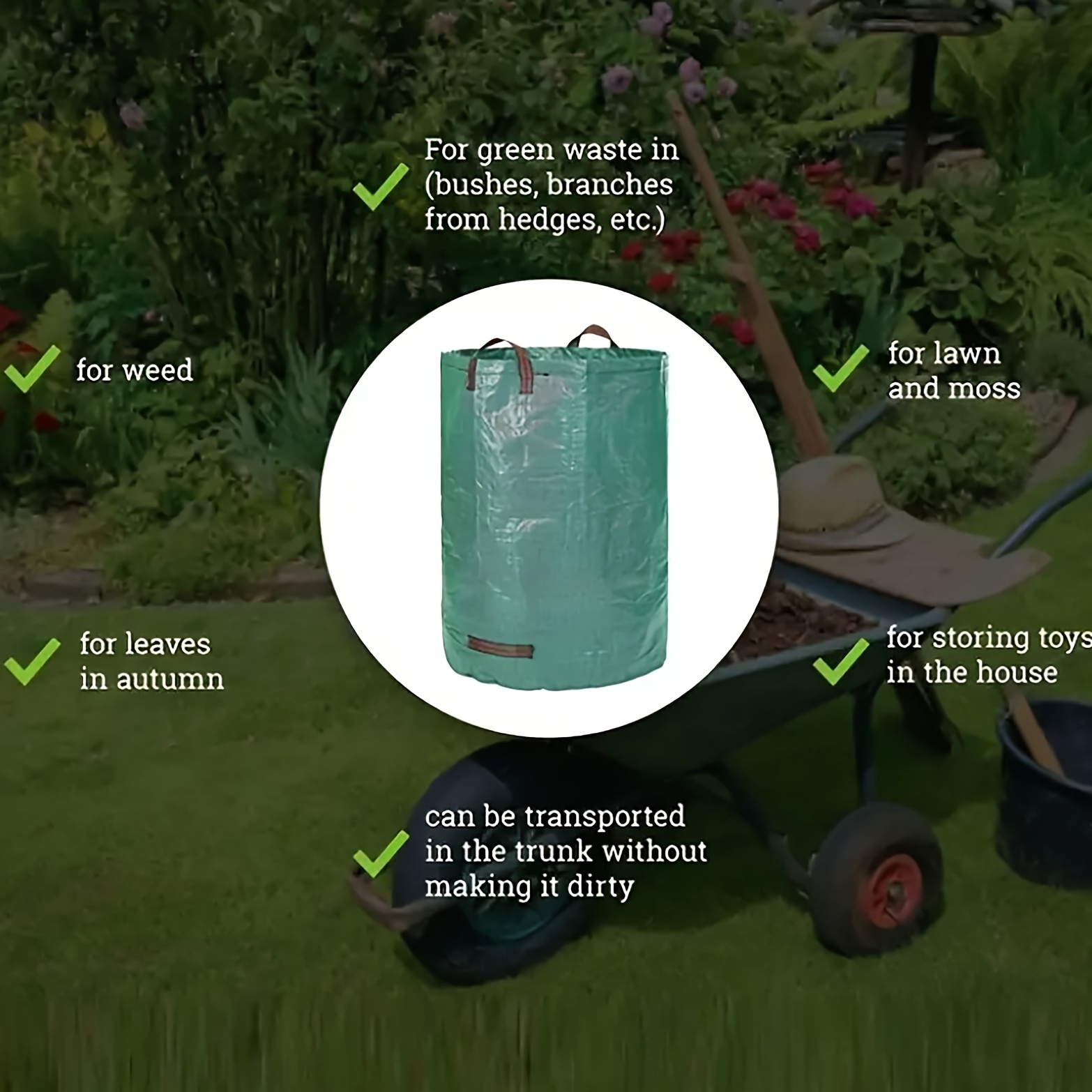 Reusable Leaf Bags, 80 Gallons Lawn Bags, Yard Waste Bags Heavy Duty, Extra  Large Lawn Pool Garden Leaf Waste Bags,Garden Bag for Collecting Leaves,Gardening  Clippings Bags,Leaf Container,Trash Bags 