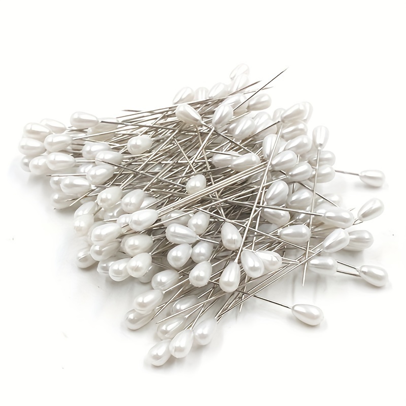 100pcs White Round Pearl Headed Pins Straight Head Pins Dressmaking  Dressmaker Pins Corsage Florists Sewing Pin For Wedding Flowers Buttonholes  Corsag