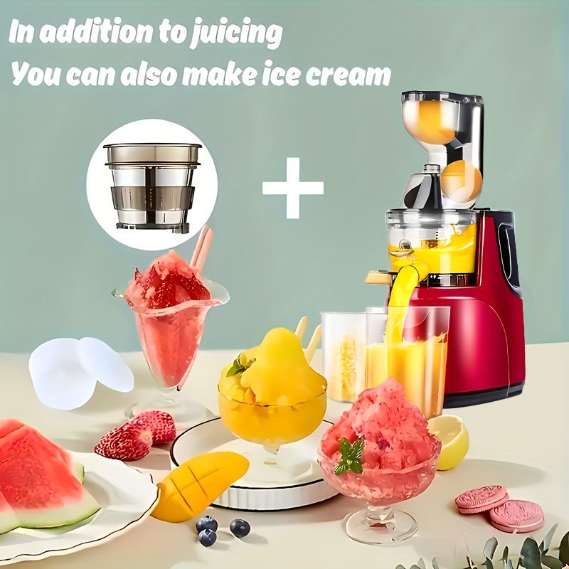 220V Slow Juicer Large Caliber Fruit Vegetable Screw Cold Press Extractor  Home Automatic Squeezer Citrus Juicer Portable Blender