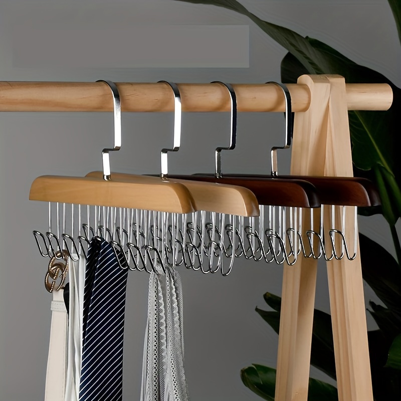 Cintres de ceinture en bois avec support 24 crochets économiser de