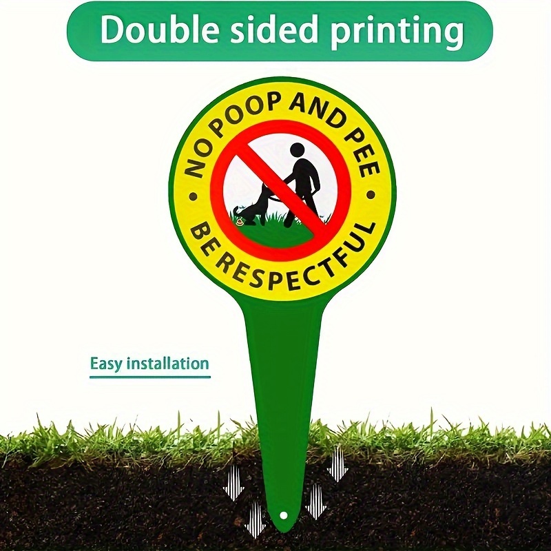 

1pc No Dog Poop Sign In The Yard, No Poo And Pee, Respect Outdoor Lawn And Garden Outdoor Gardening Metal Sign, Dog Clean Up Sign, Yard Decor
