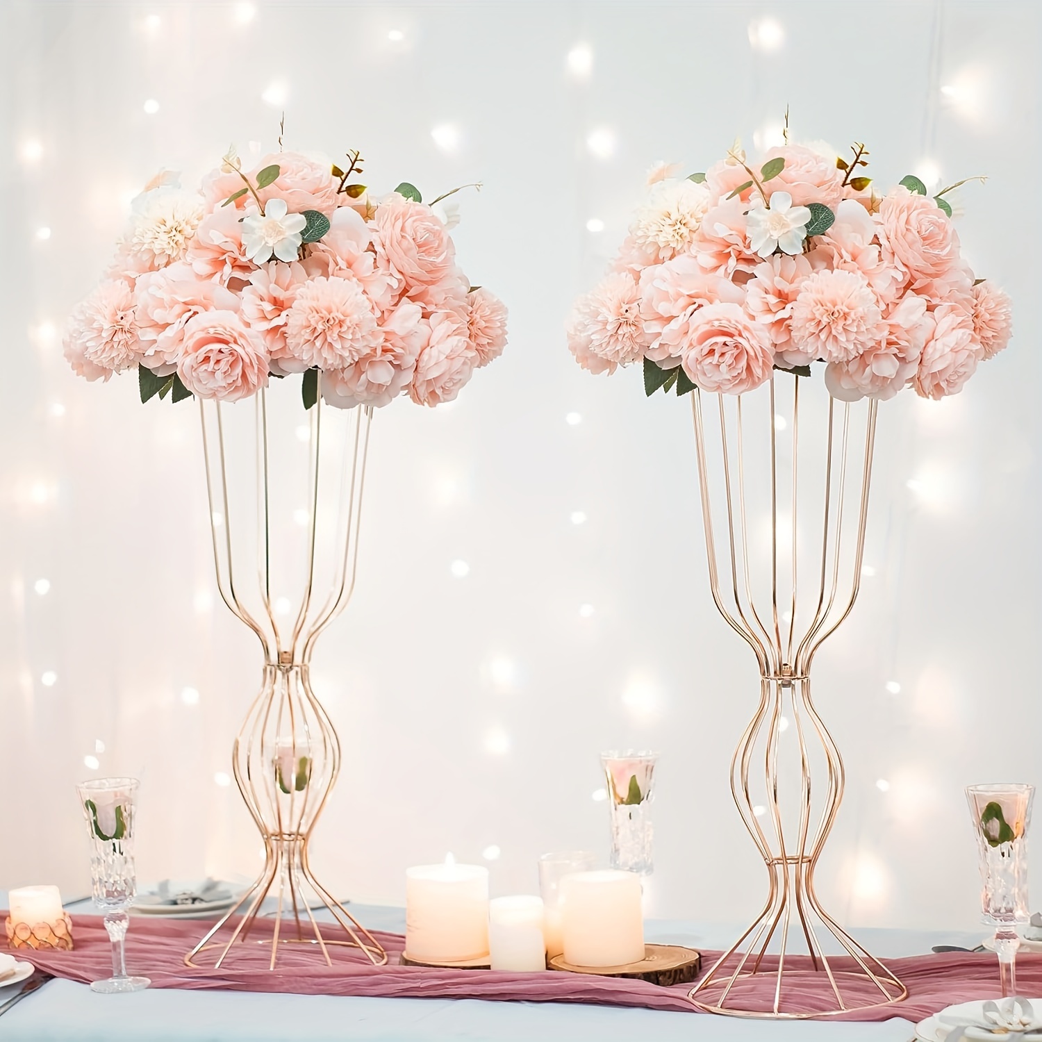 Wedding Centerpieces Display Stand - 2 Pcs 23.6in/60cm Tall Flower Holder  Artificial Arrangement Flower Stand Vases,Wedding,Anniversary,Events,Home