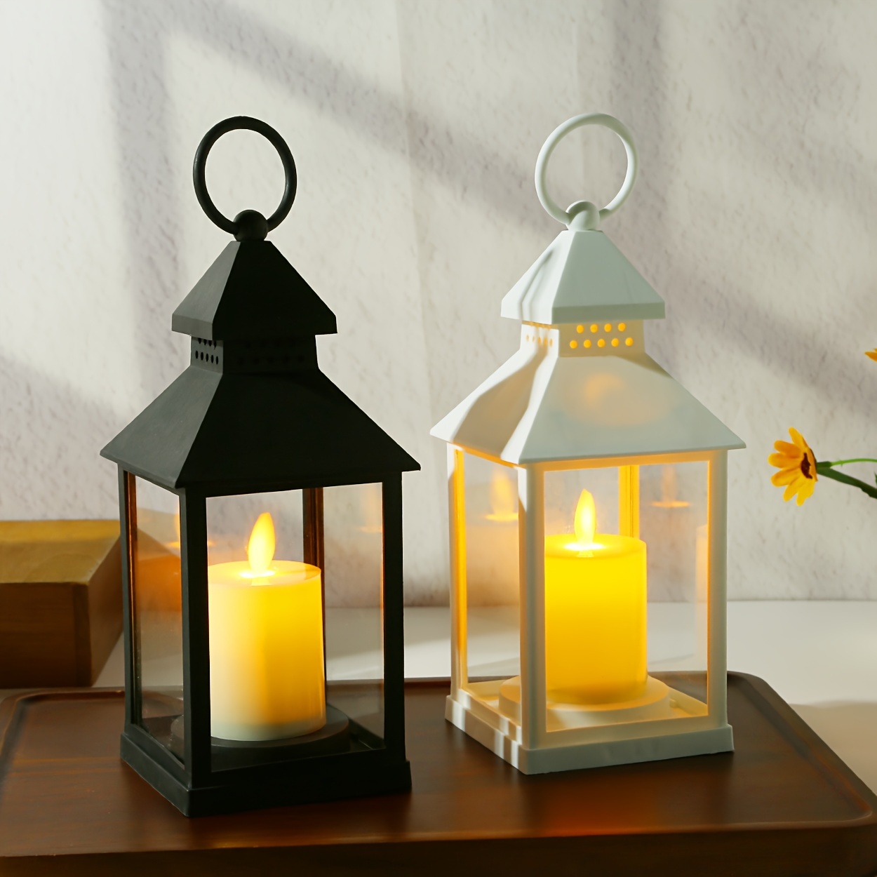 Decorative Lantern With Battery-powered Led Candle Light For