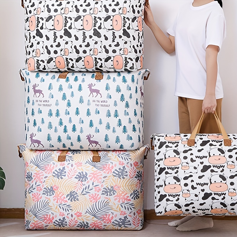 Print Zipper Quilt Storage Bag Large Capacity