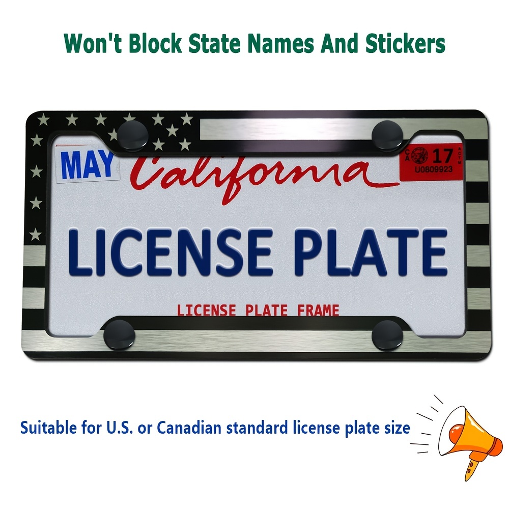 Usa Flag License Plate Frame, Hole Black Patriotic Heavy-duty Aluminum  Personalized Car Tag Holder Cover,for Front Bumper/suv,screws, Temu