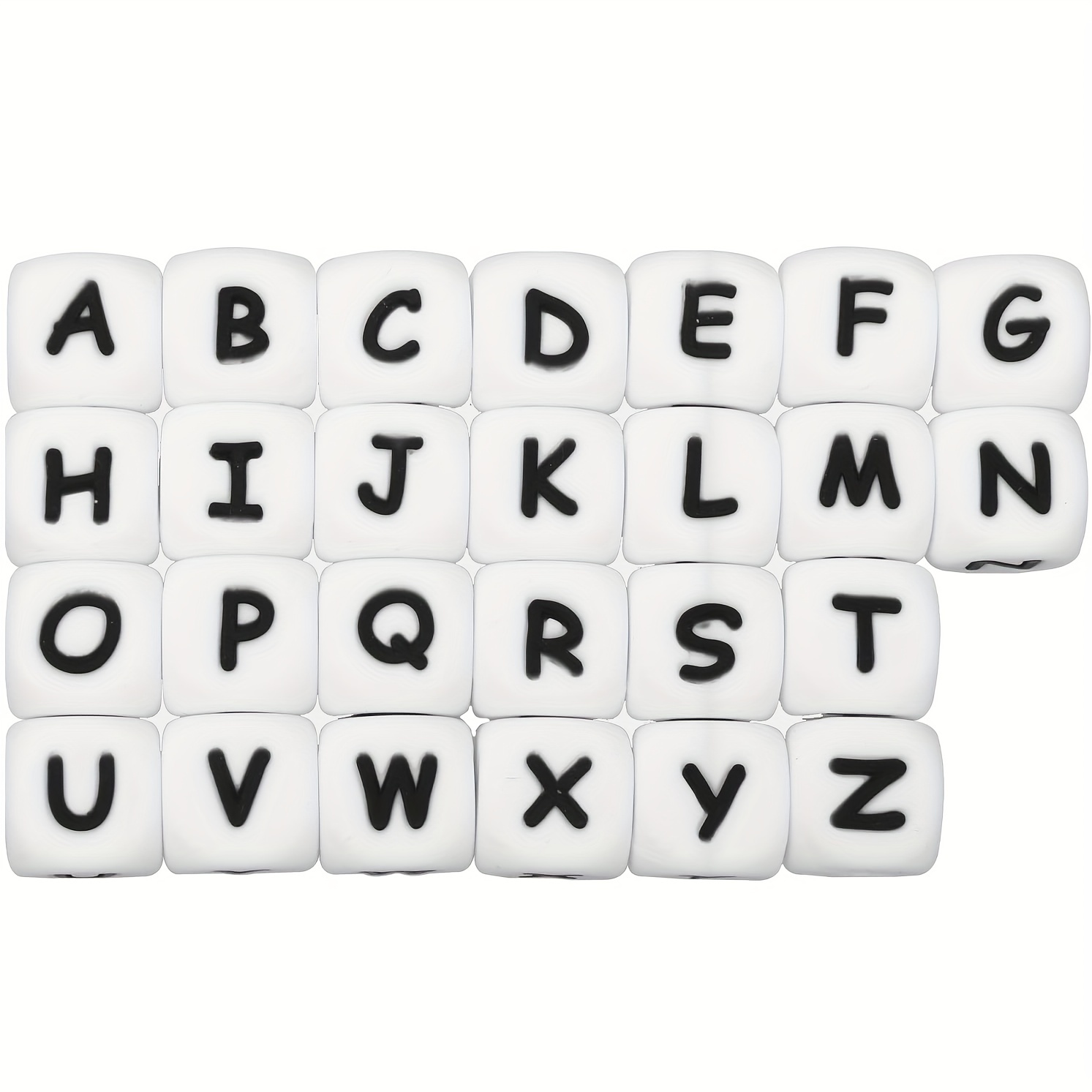 Square Blue Or Green Silicone Letters Number Beads Loose - Temu