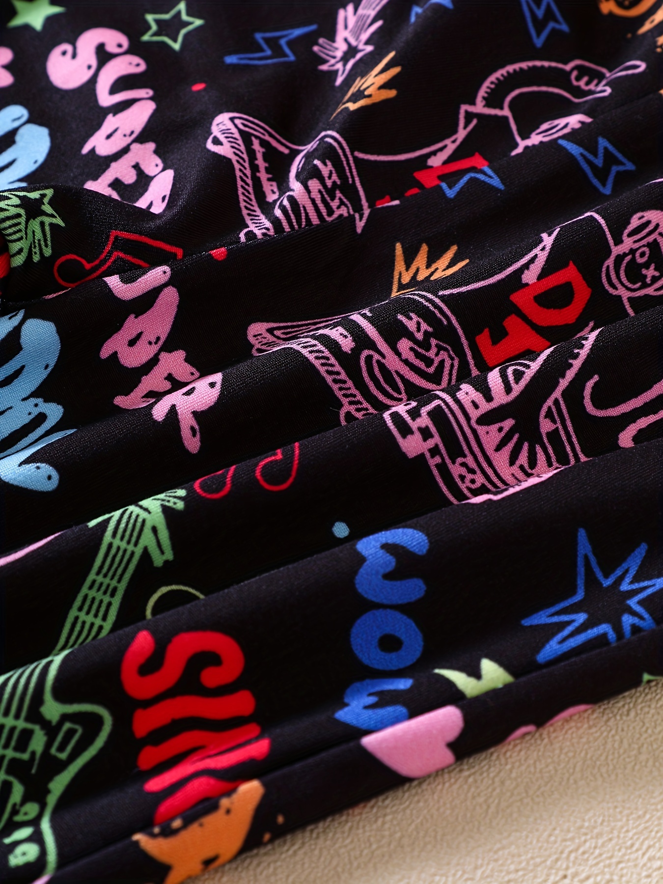 Girls' Graffiti Style Leggings for Spring Fall