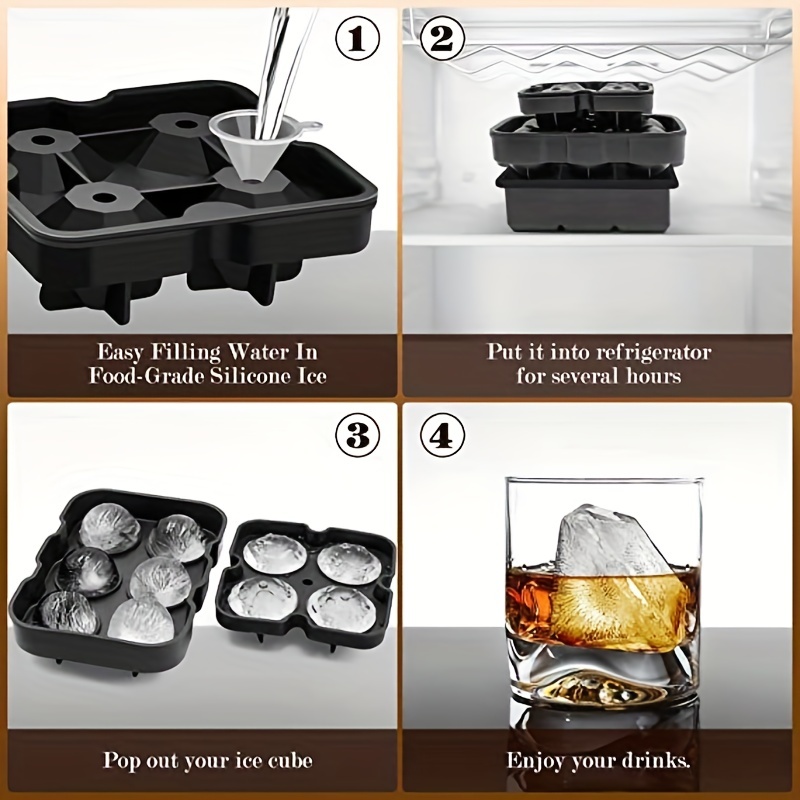 Diamond Round Ice Mold Household Refrigerator With Lid Whiskey Ice