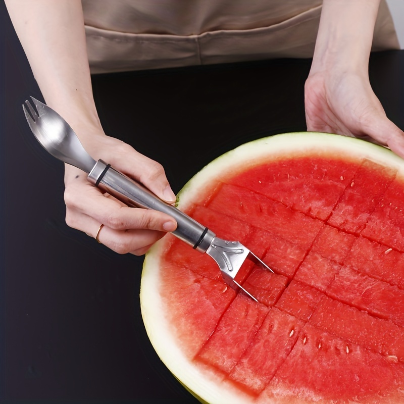 1pcs 2 In 1 Portable Watermelon Fork Slicer Multi-purpose