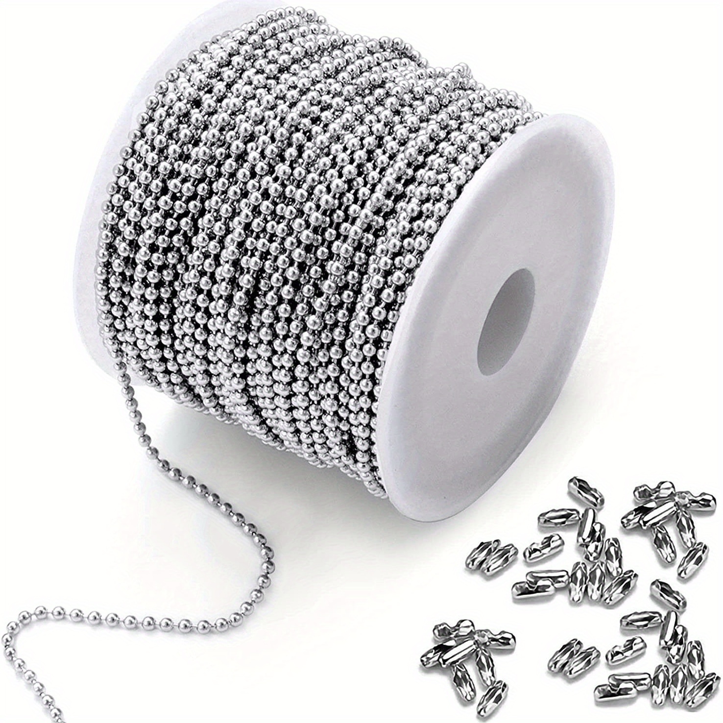 Steel Ball Chain Bead Dog Tag Chain Beaded Necklace Chains - Temu