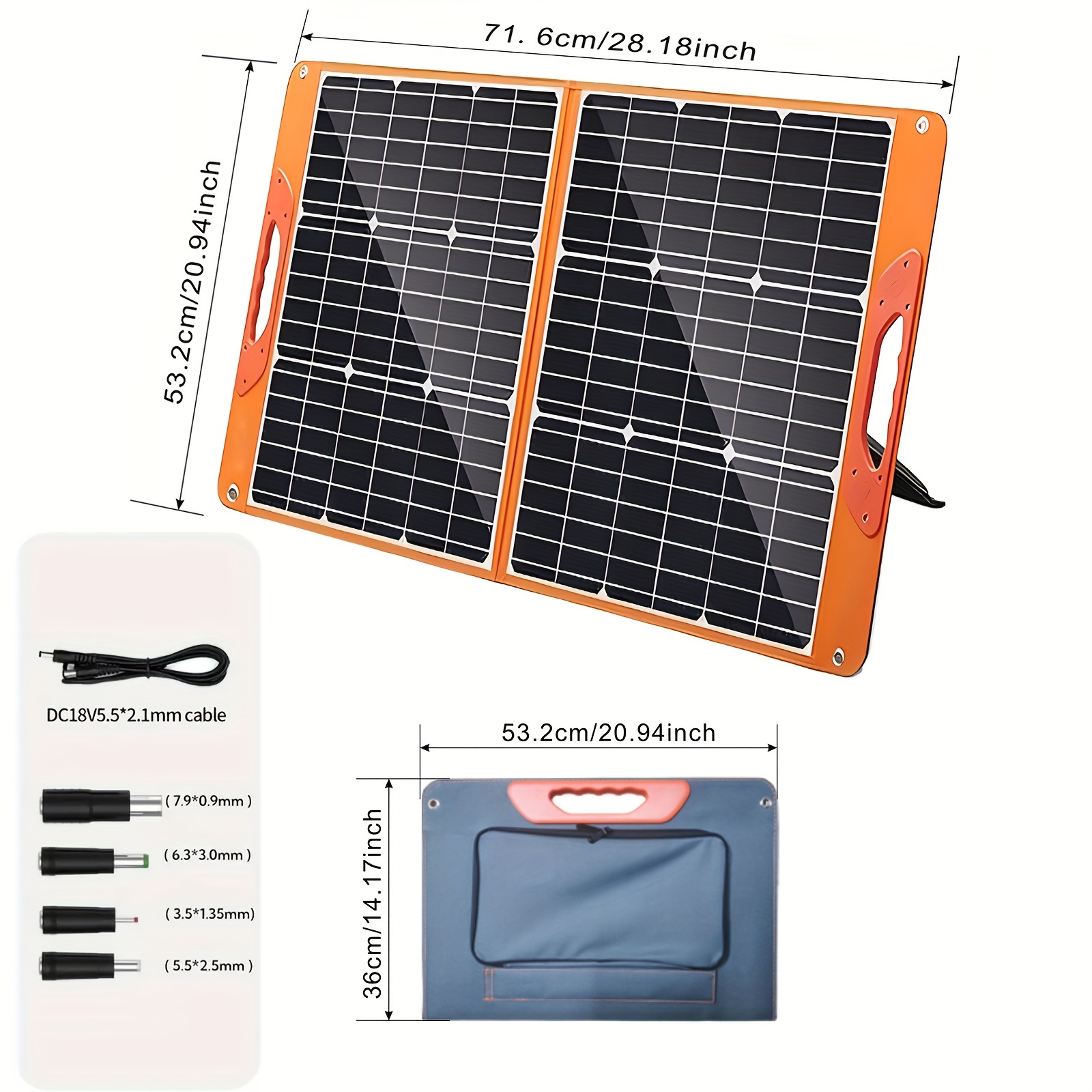 Paneles solares portátiles de 60 W, cargador de panel solar plegable para  generador solar de 100 a 500 W, estación de energía portátil, con soportes