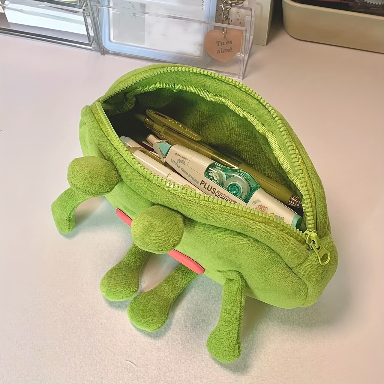 1pc 19.99cm Kawaii Big Mouth Frog Plush Pencil Case, Soft Plush Pencil  Case, Furry Pencil Case, Large Capacity Stationery Bag, Cute Cartoon Plush  Bag
