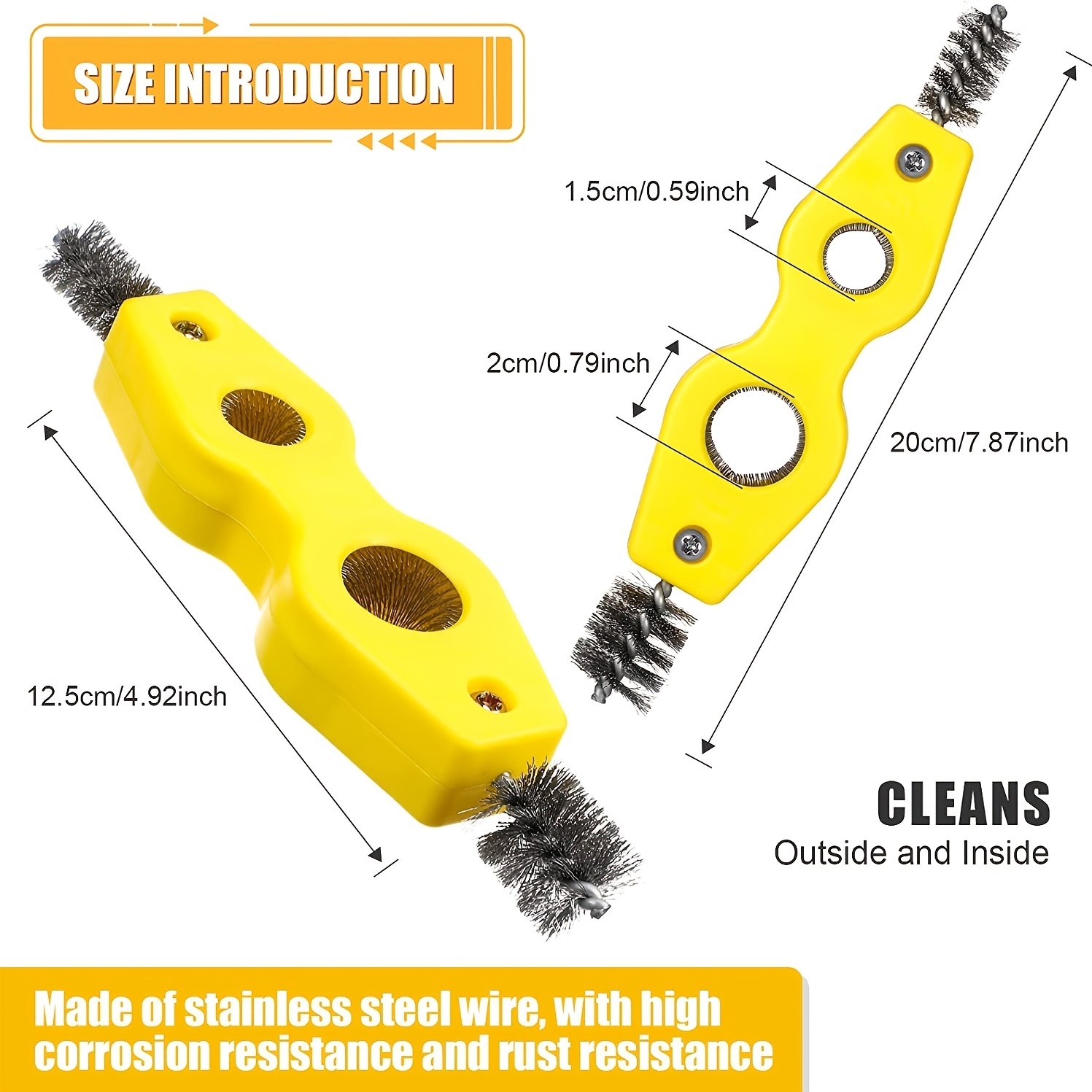 WICKED Kit de brosses de nettoyage pour tuyaux en cuivre de 1,27 cm ;  l'outil de plombier professionnel industriel « tout métal » de qualité de  construction robuste avec pièces remplaçables