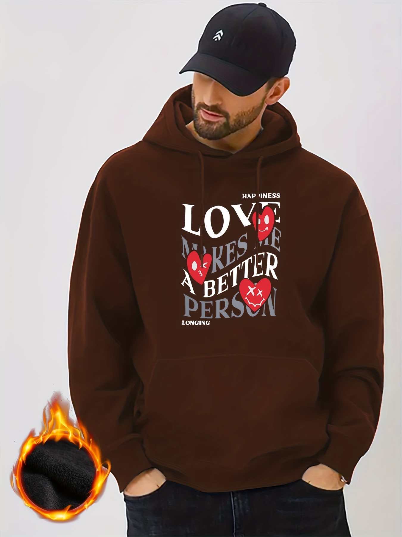 Love Heart Print Hoodie Cool Hoodies For Men Mens Casual Graphic Design Pullover  Hooded Sweatshirt With Kangaroo Pocket Streetwear For Winter Fall As Gifts  - Men's Clothing - Temu