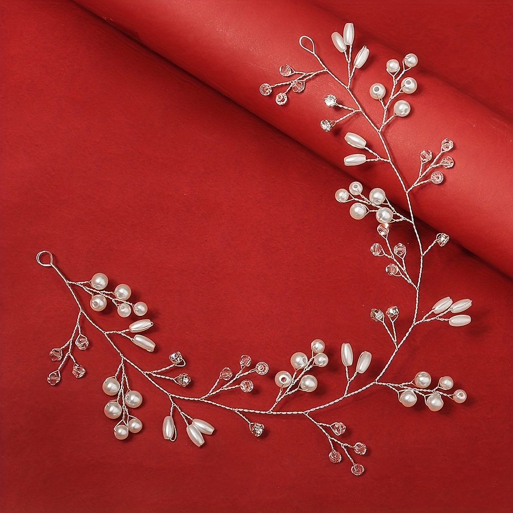 Bridal Head Jewelry Faux Pearl Crystal Headband
