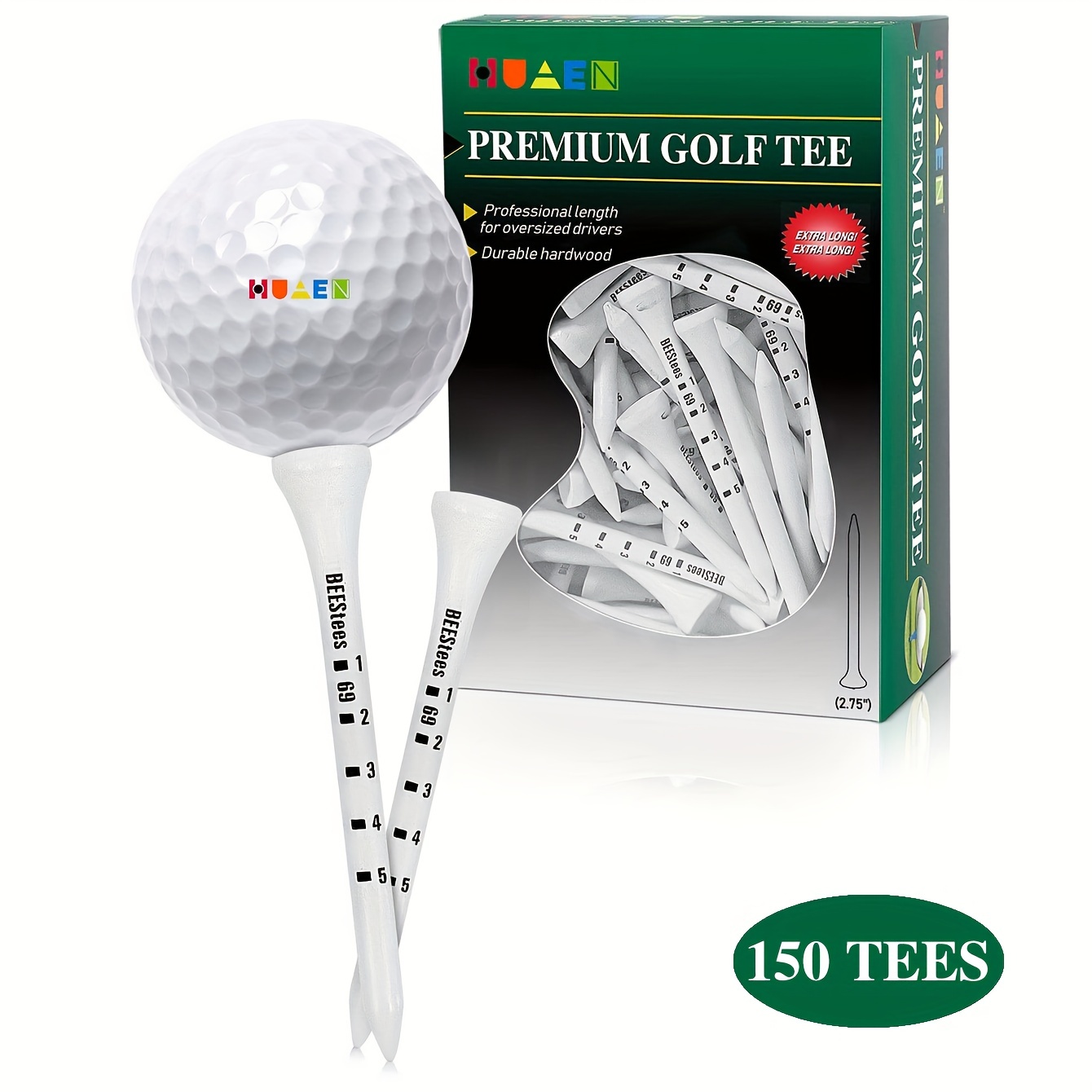 TEMU 120/150pz Tee da Golf in Legno Durevoli - Ideali per Altezza Tee e Maggiore Precisione sul