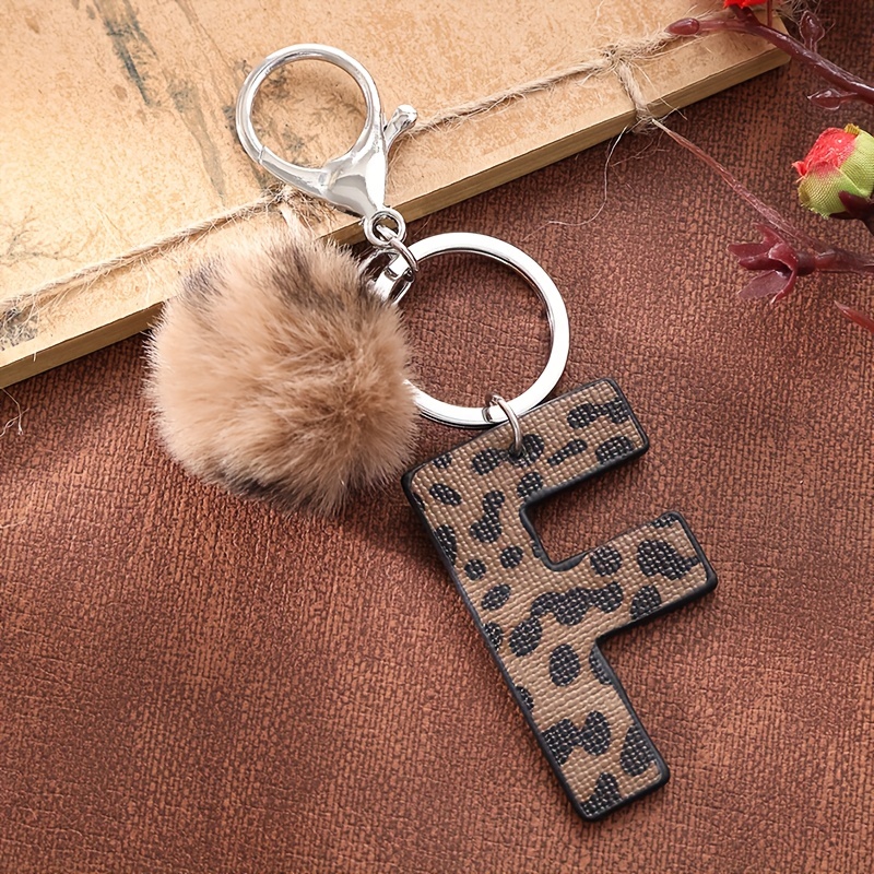 Alphabet Initial Letter R Pom Pom Keychain Cute Plush Key Chain