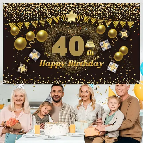  YUNXUAN Decoraciones de cumpleaños de 40 años, decoraciones de  cumpleaños 40 para hombres, pancarta de feliz cumpleaños, globo de aluminio  azul número 40 para decoraciones de 40 aniversario, telón de : Todo lo demás