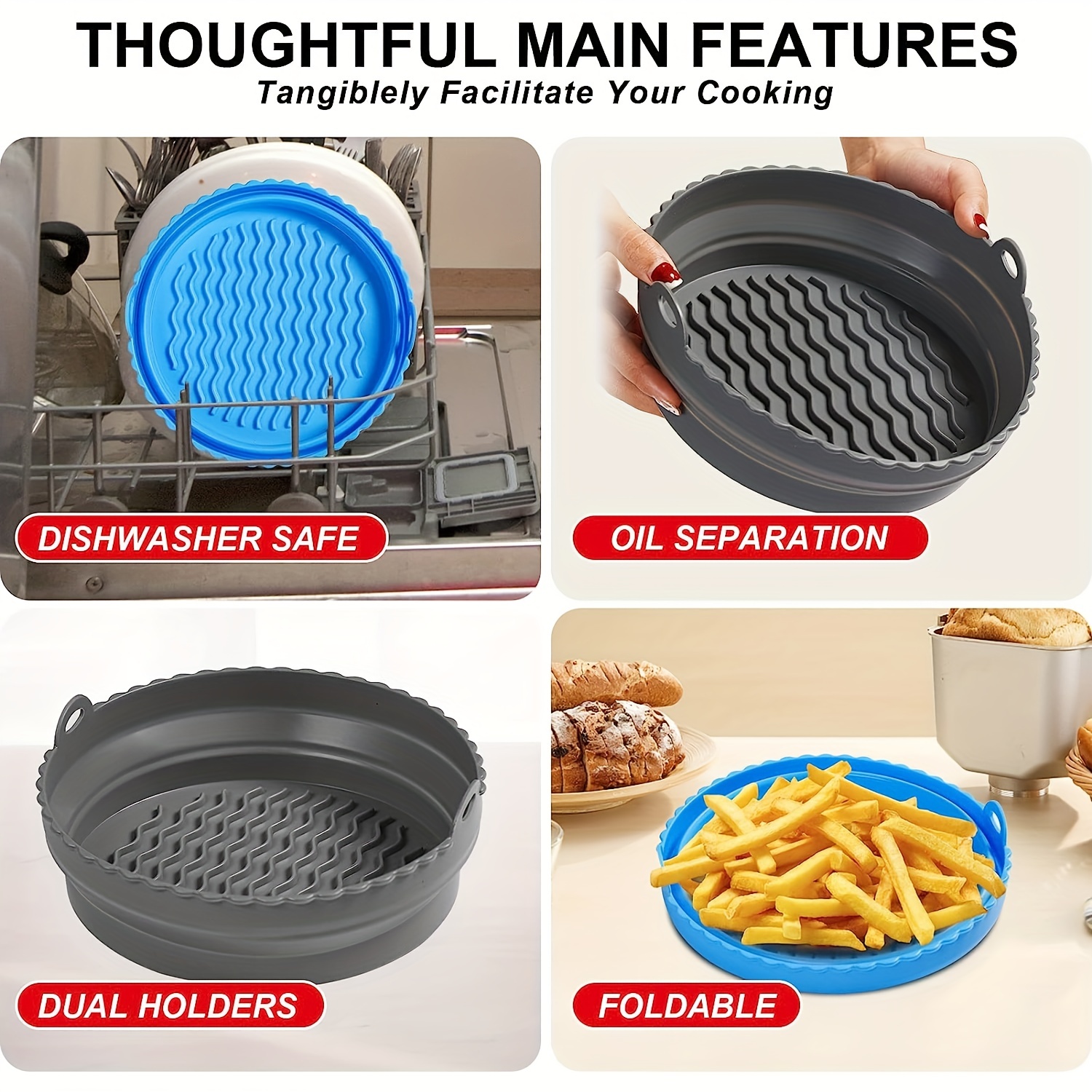 Foldable Silicone Air Fryer Liners For 3-6qt Air Fryer Basket Food Safe Bpa  Free Dishwasher Safe Heat Resistant Replacement For Flammable Paper Liner -  Temu