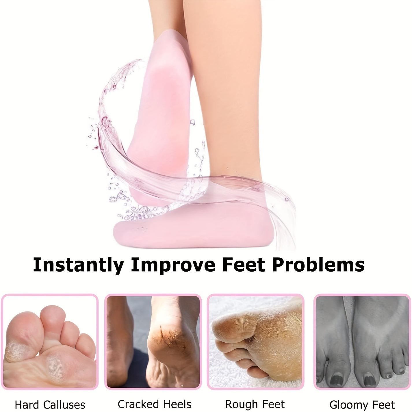 Silicone Socks for Women, Moisturizing Foot Socks, Soft Gel Socks