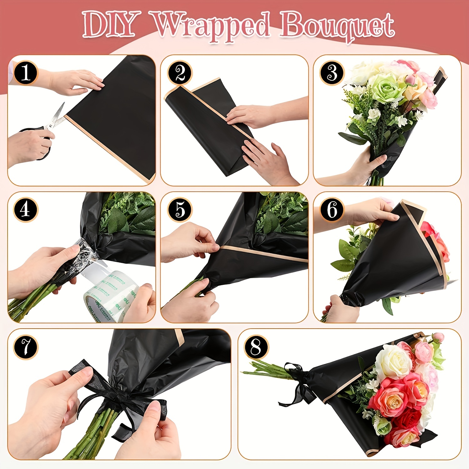 Easy way to wrap a bouquet using Korean paper. Fold paper in half and