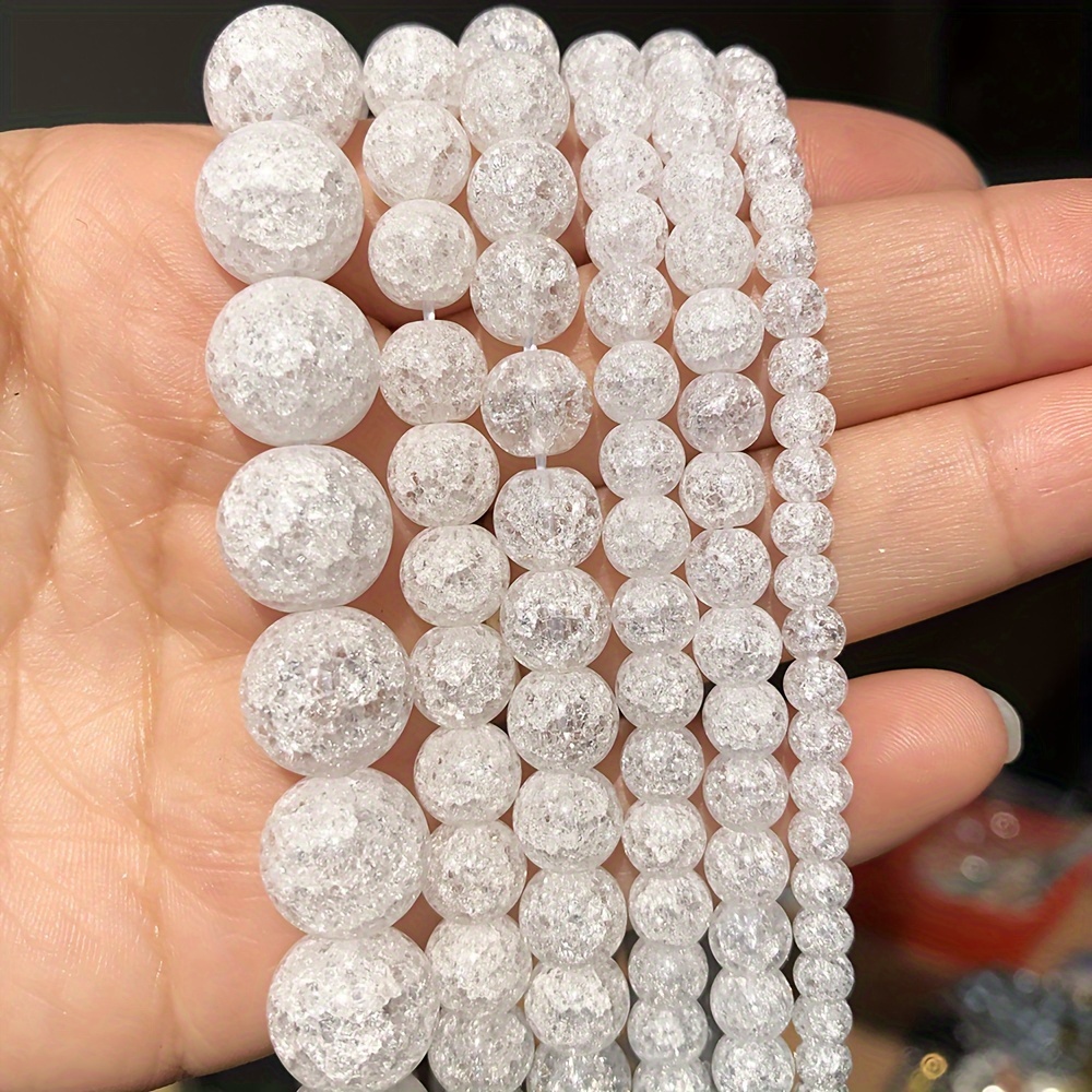 

Natural Stone White Cracked Crystal Fashion Loose Spacer Beads For Jewelry Making Diy Elegant Fashion Bracelets Necklace Earrings Craft Supplies Best Friends Gift