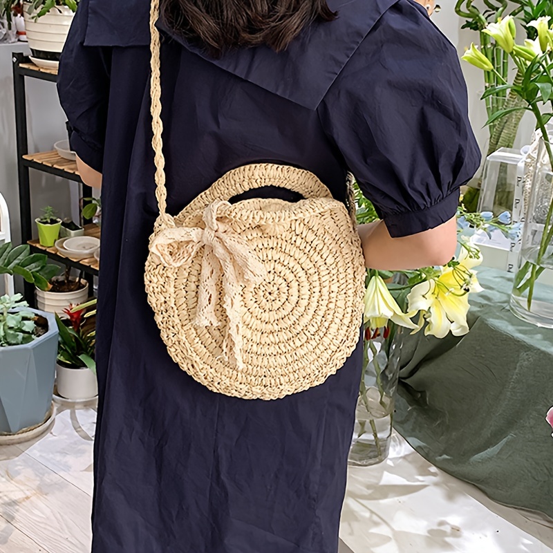 Bolso De Paja Natural, Bolsos Tejidos Bohemios De Playa Para Verano