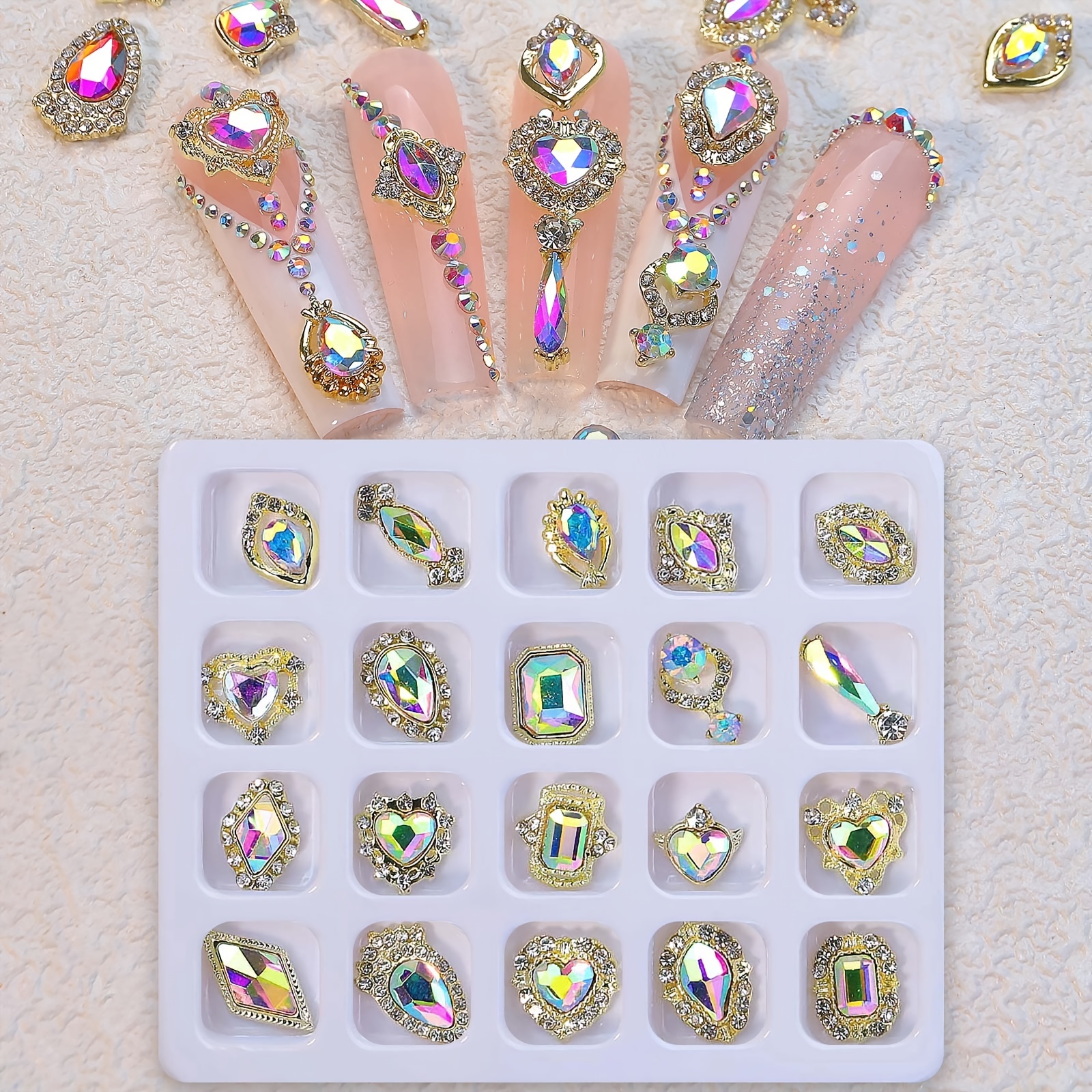 Nail Art Rhinestones Crystal Glass Gems Stones 3D Alloy Nail