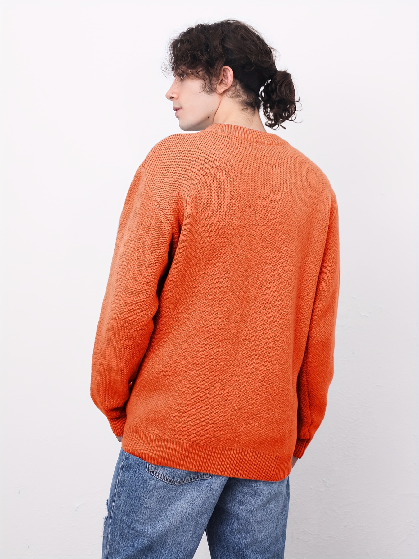 Orange Crew Neck Stretch Jumper